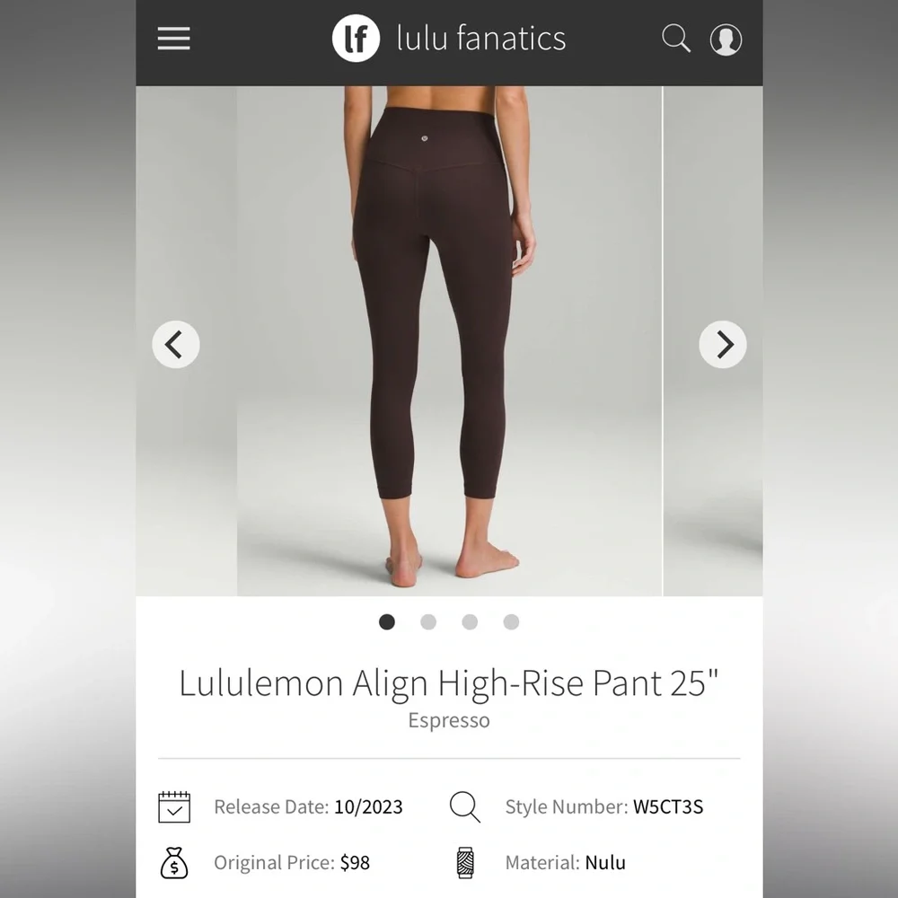 Lululemon align pant- retail $98 - high rise 25” length brown espresso - Picture 2 of 10
